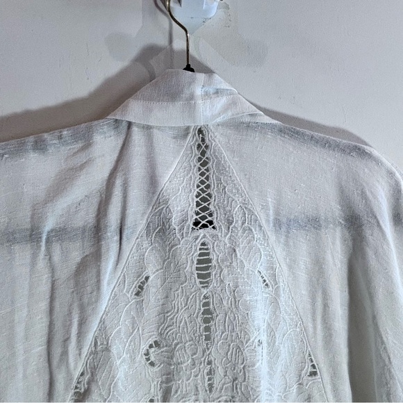 FREE PEOPLE Sz XS Intimately Free Line Eyelet Lace Cotton Open Front Kimono - Picture 11 of 12